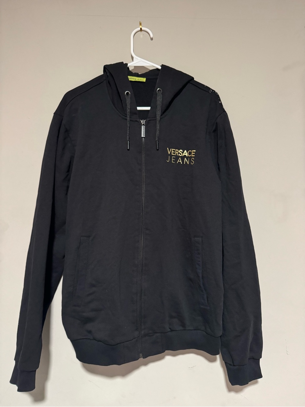 Versace Jeans Collection Black Hoodie with Gold Logo